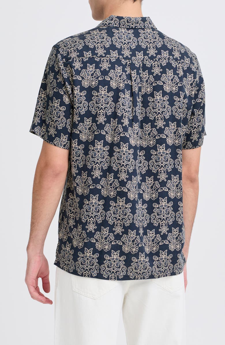 CASUAL FRIDAY Regular Fit Cotton Blend Camp Shirt, Alternate, color, Navy Blazer