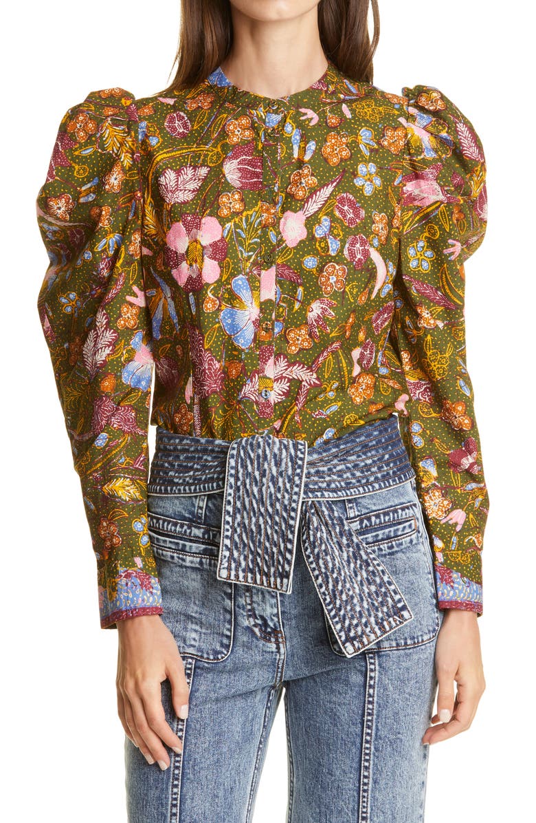 Ulla Johnson Willa Puff Sleeve Cotton Blouse, Main, color, 