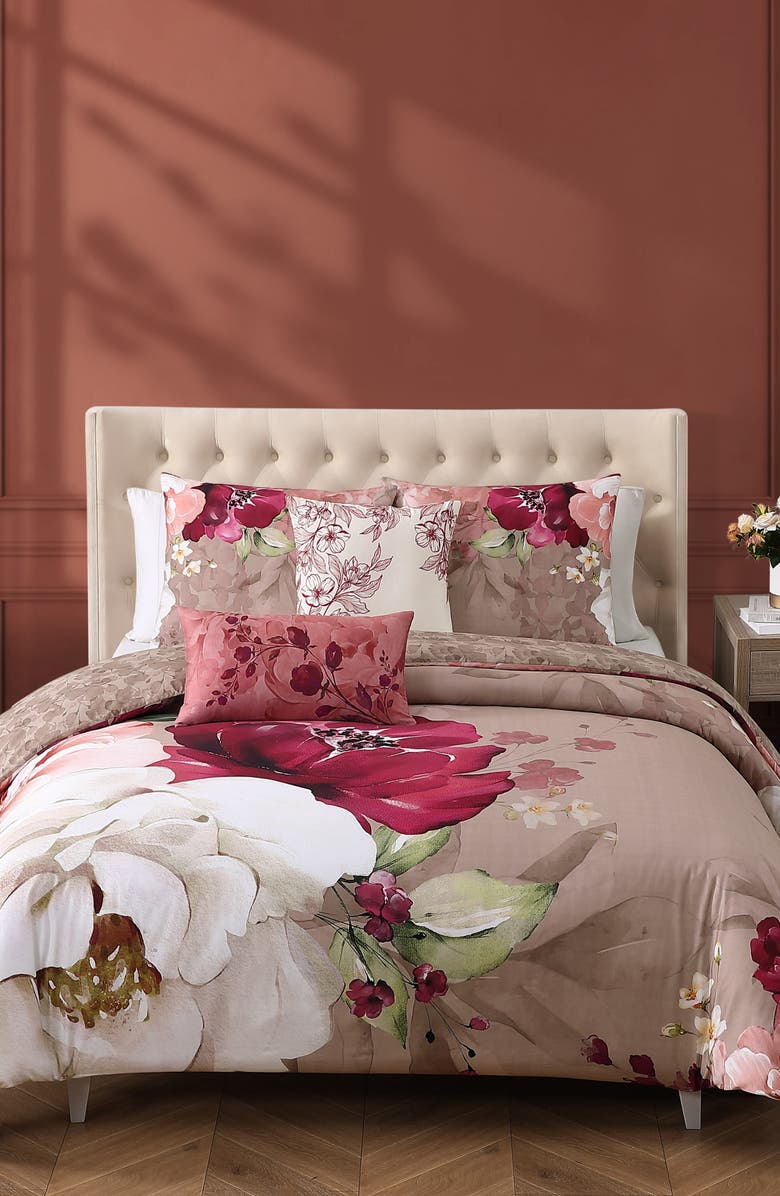 Bebejan Florence Reversible 5-Piece Comforter Set, Main, color, Brown