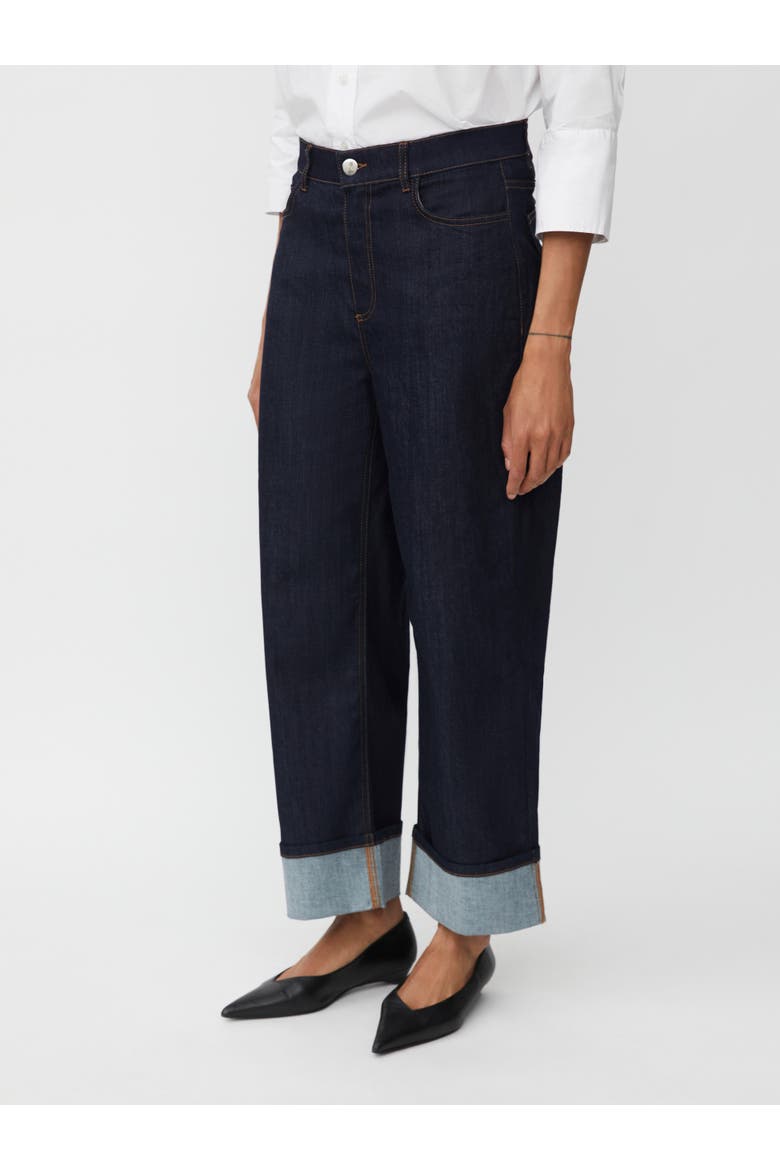 MaPalvessa Loose Fit Turn Up Jeans, Main, color, Dark Denim