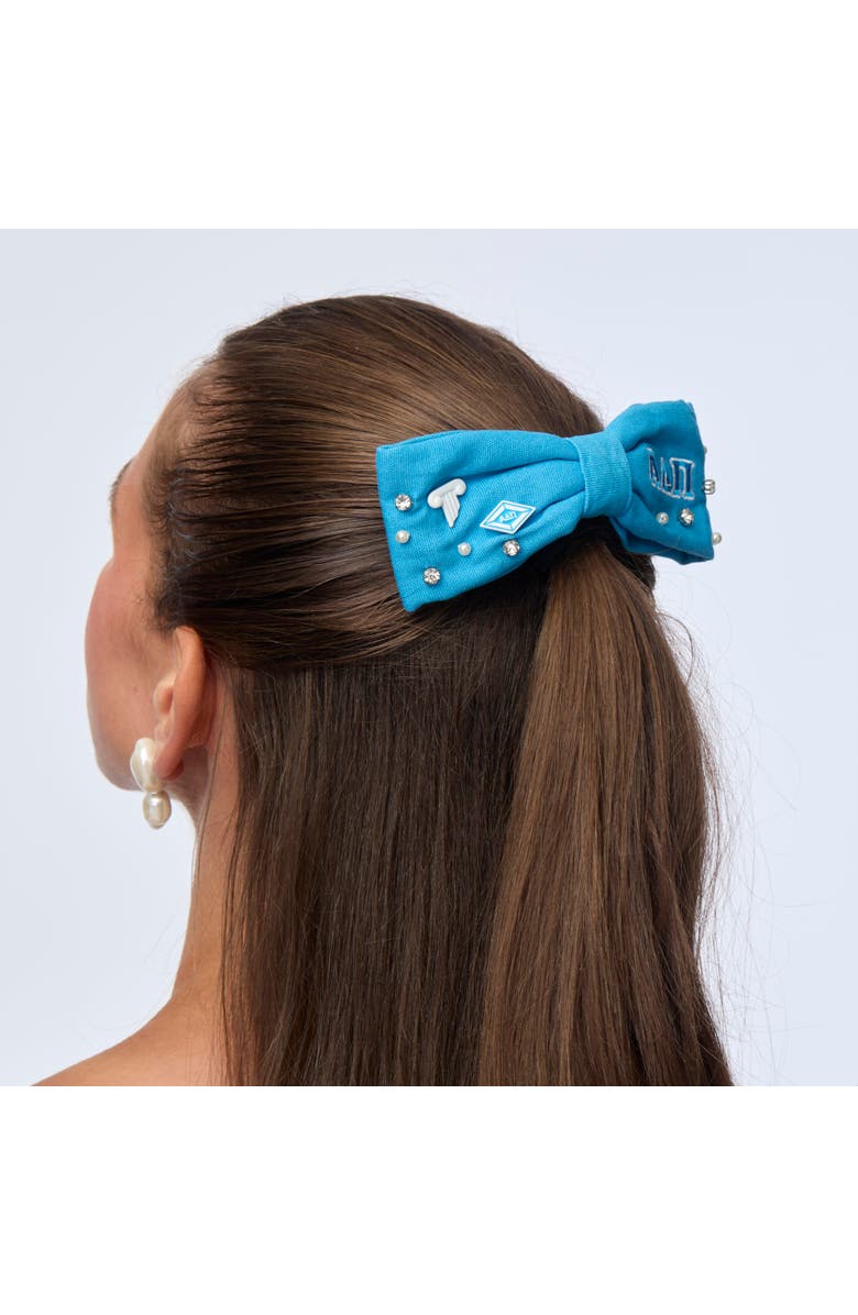 Lele Sadoughi Alpha Delta Pi Riley Bow, Alternate, color, Azure 400