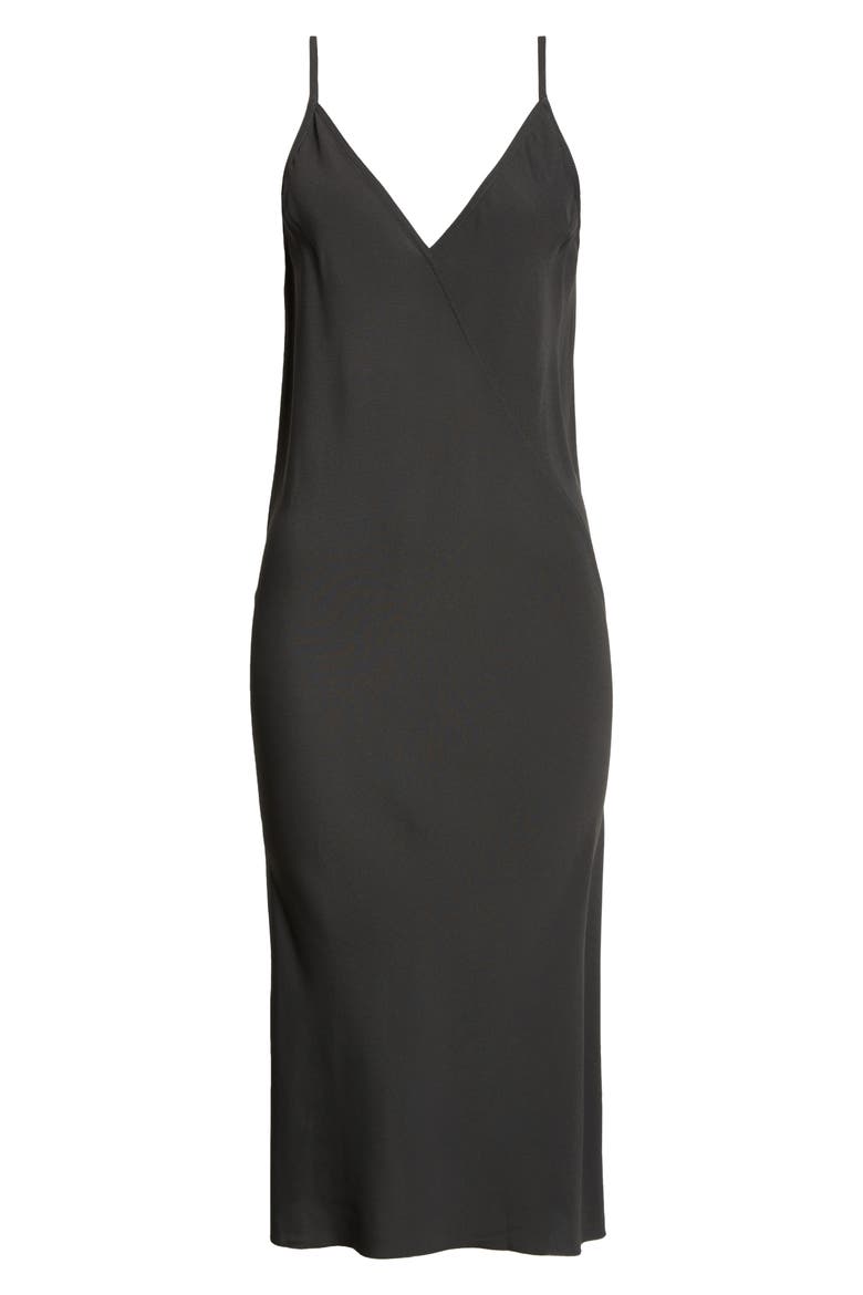 Cupro Japonette Slipdress, Alternate, color, BLACK