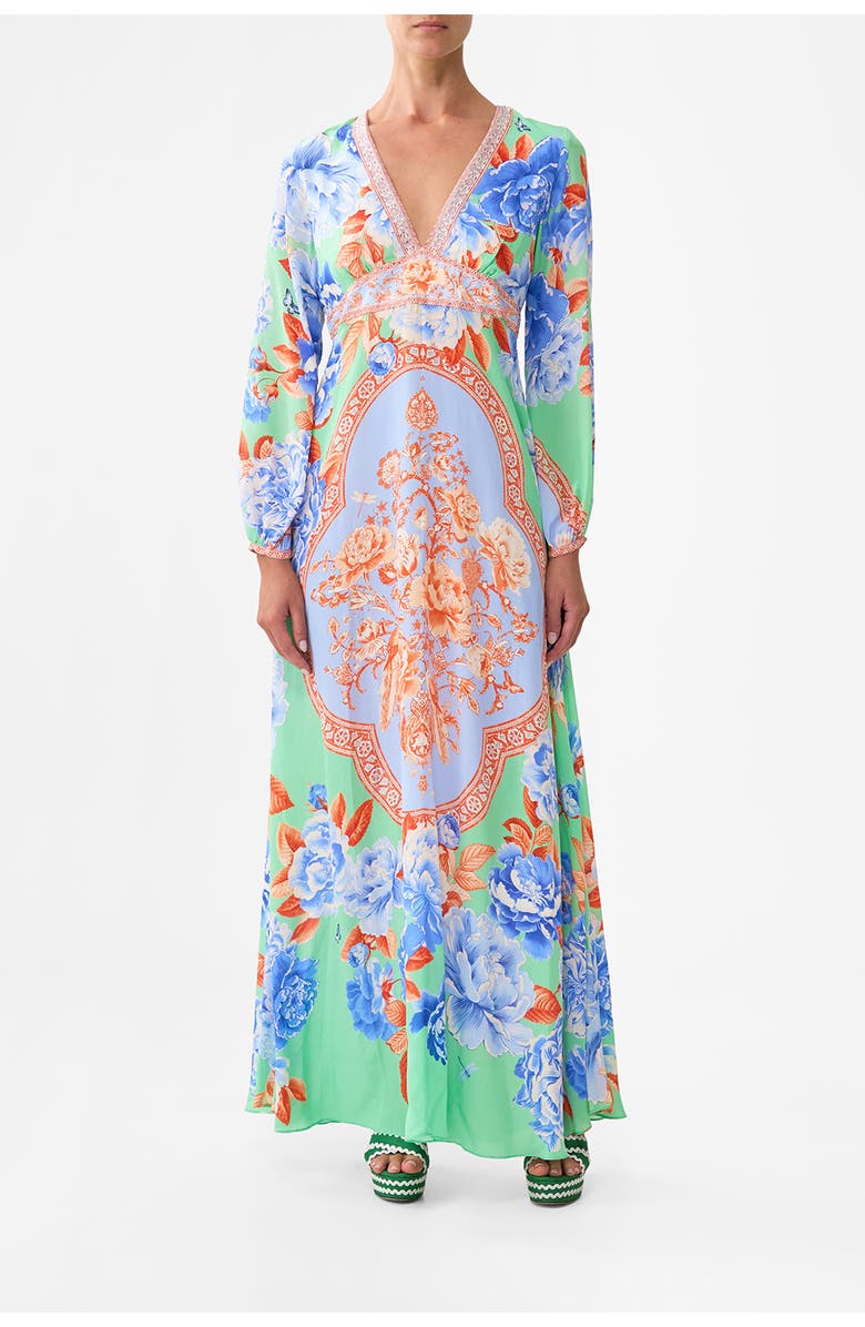 Camilla Printed Lantern Sleeve Dress Topkapi Pop, Main, color, Topkapi Pop
