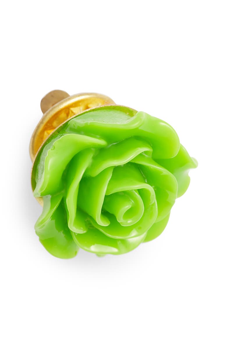 CLIFTON WILSON Floral Lapel Pin, Main, color, Lime Green