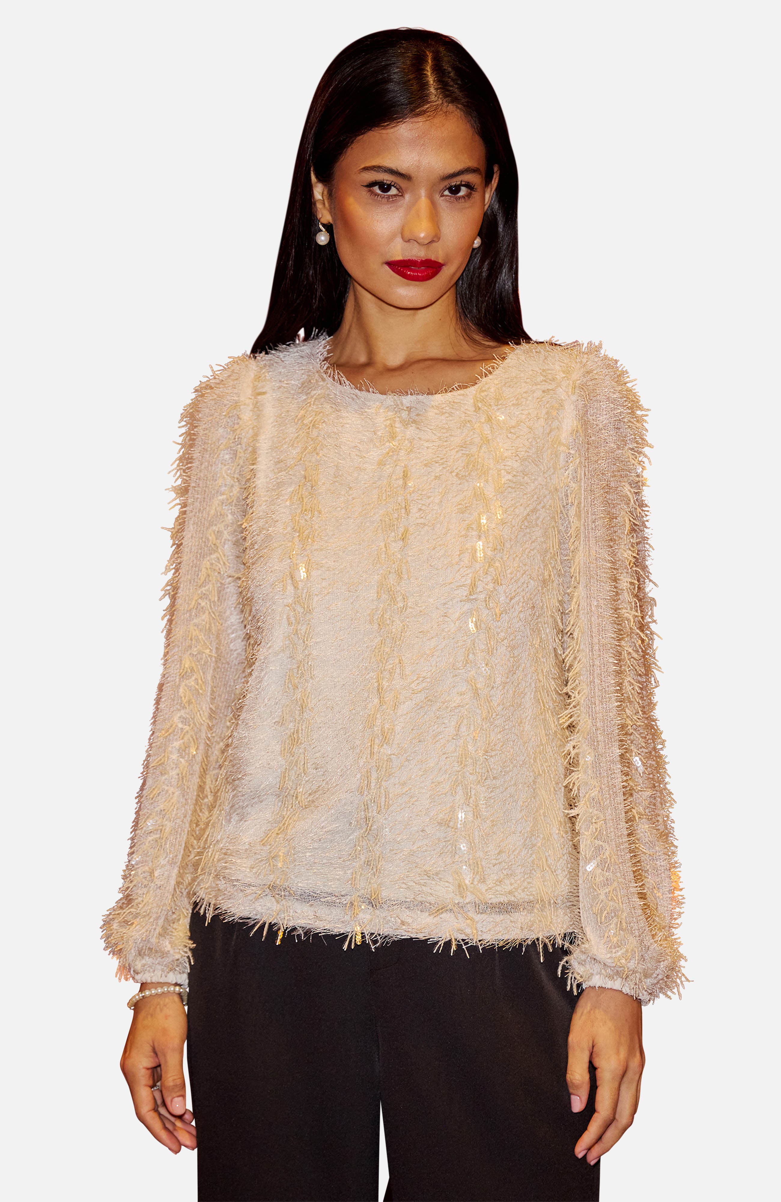 Hanging Sequin Long Sleeve Top - image 3