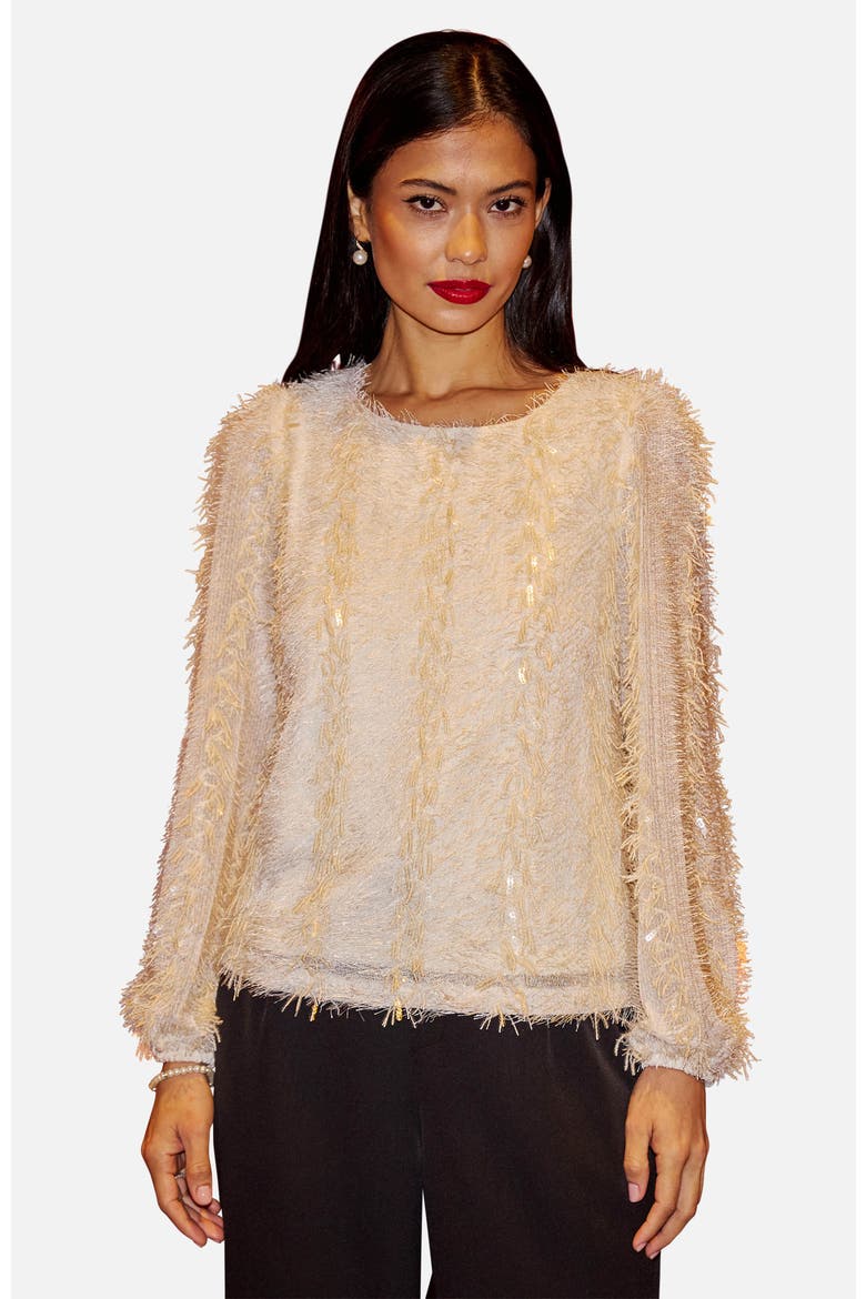 Hanging Sequin Long Sleeve Top, Main, color, Ivory