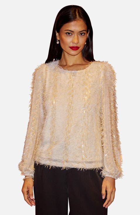 Hanging Sequin Long Sleeve Top