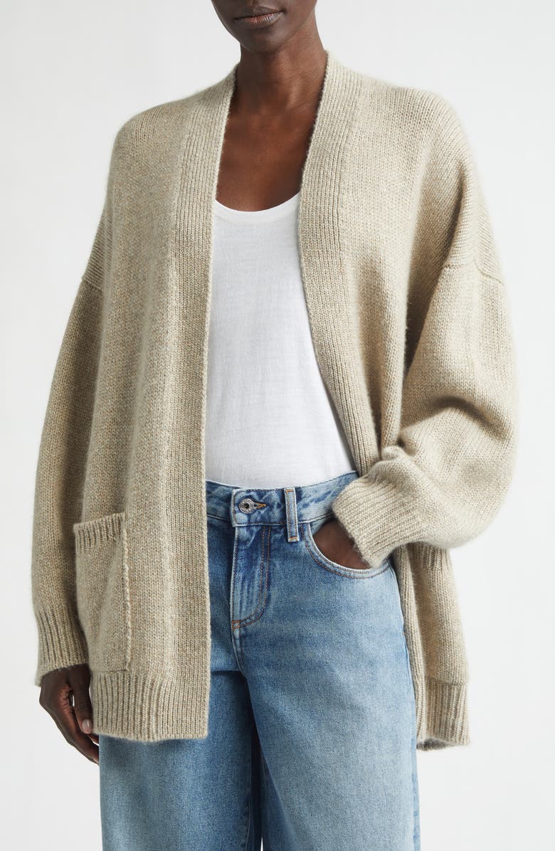 Johnstons of Elgin Bay Slouchy Cashmere & Cotton Cardigan, Main, color, Sea Shell