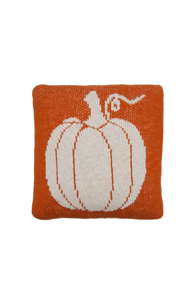 Pumpkin Halloween Small Petite Accent Pillow 10" x 10", Main, color, Orange