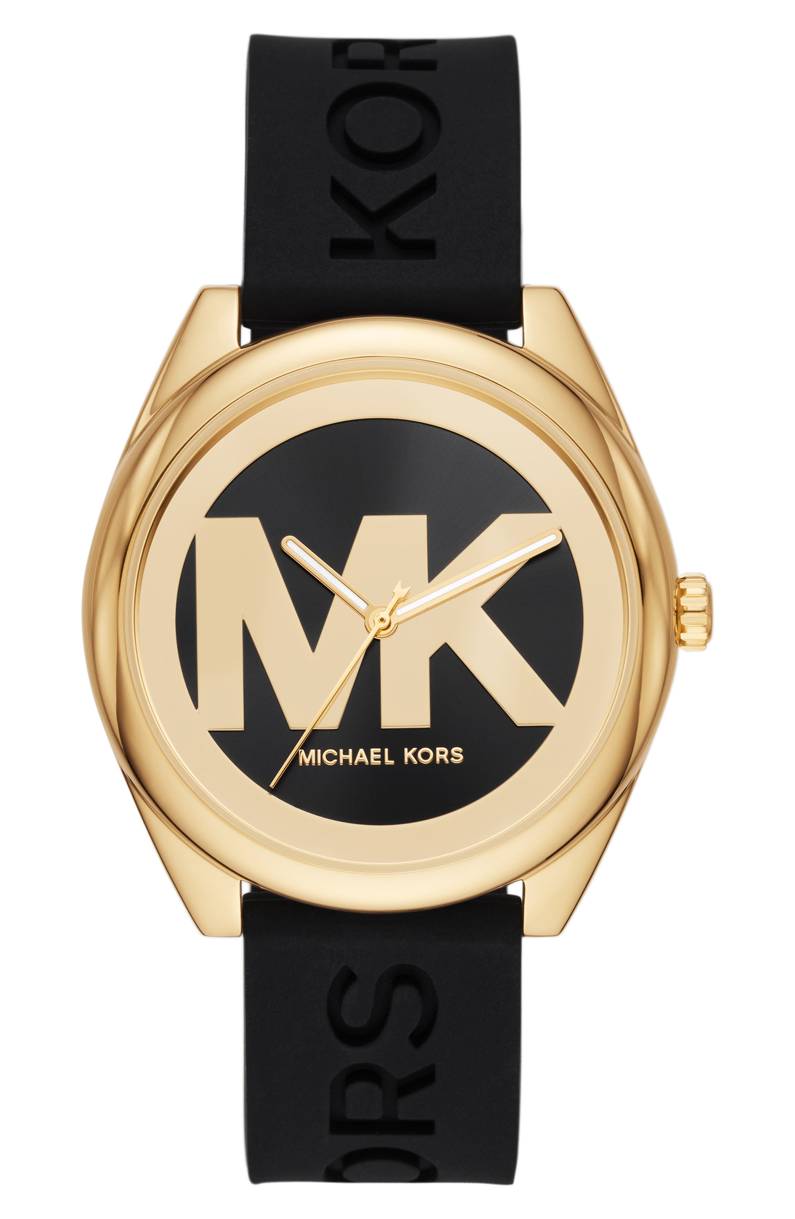 MICHAEL Michael Kors Women's Janelle Gold-Tone Silicone Strap Watch, 42mm