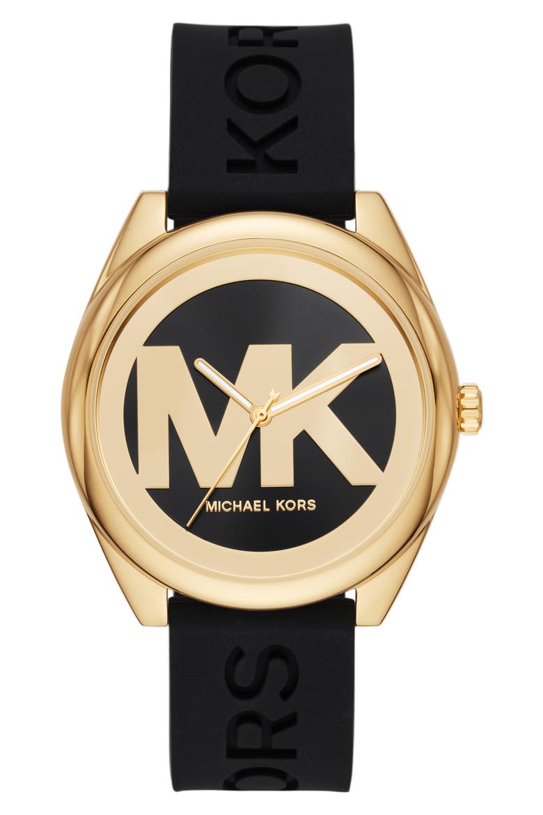 Women's Janelle Gold-Tone Silicone Strap Watch, 42mm, Main, color, GOLD