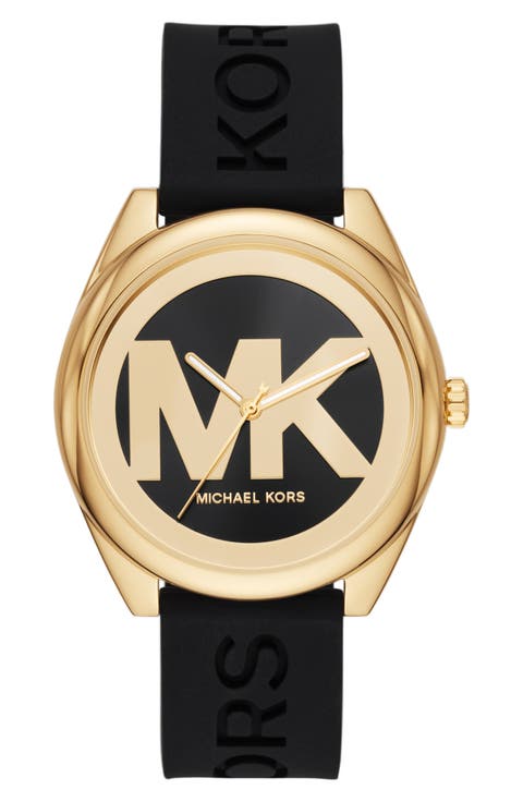Women's Janelle Gold-Tone Silicone Strap Watch, 42mm