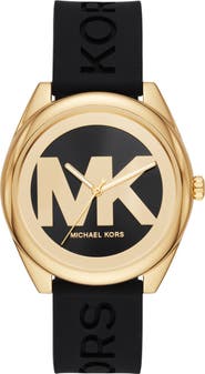 MICHAEL Michael Kors Women's Janelle Gold-Tone Silicone Strap Watch, 42mm