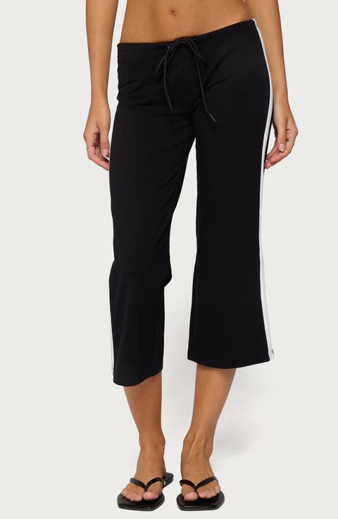 Milene Side Stripe Terry Drawstring Capri Pants