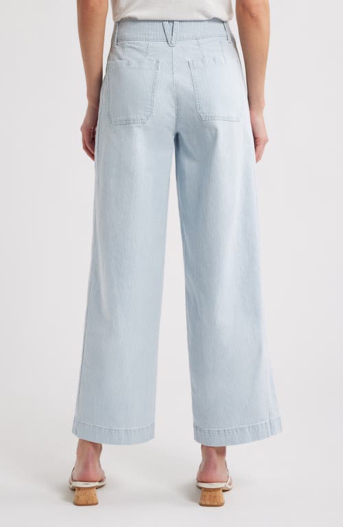 Wit & Wisdom Emma Stripe Patch Pocket High Waist Wide Leg Jeans In Powder Blue