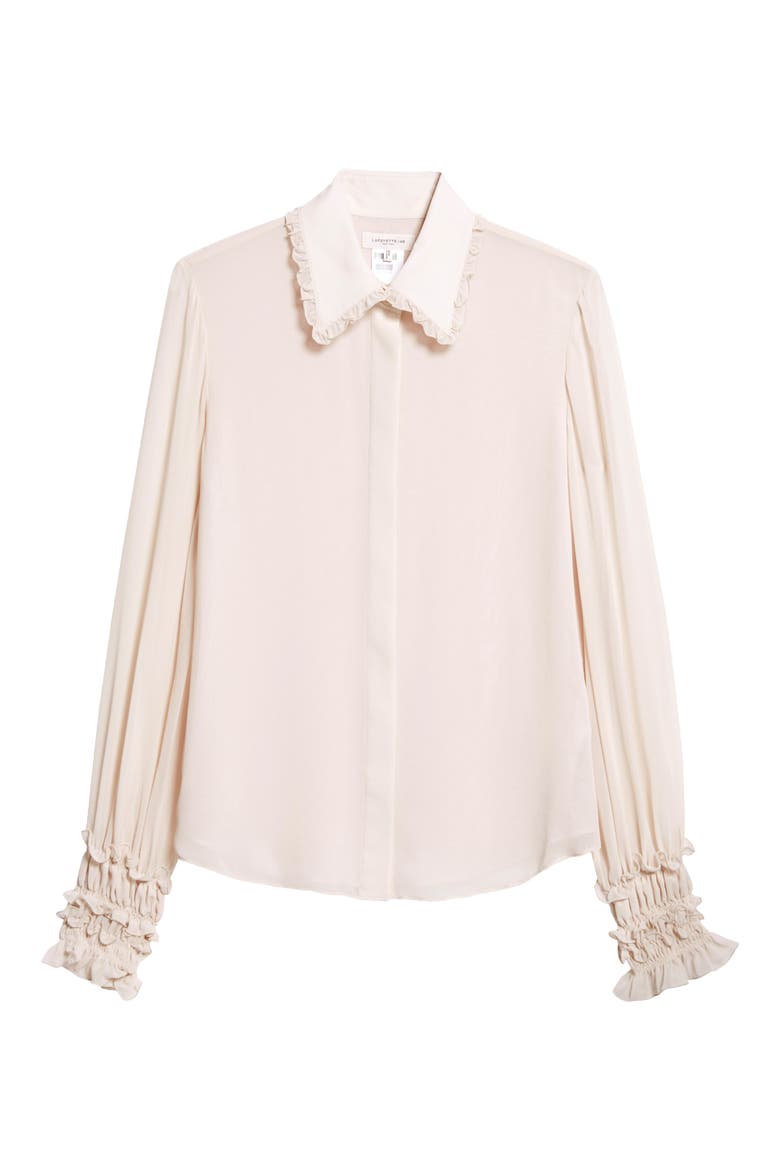 Balloon Sleeve Silk Georgette Shirt, Alternate, color, PEARL