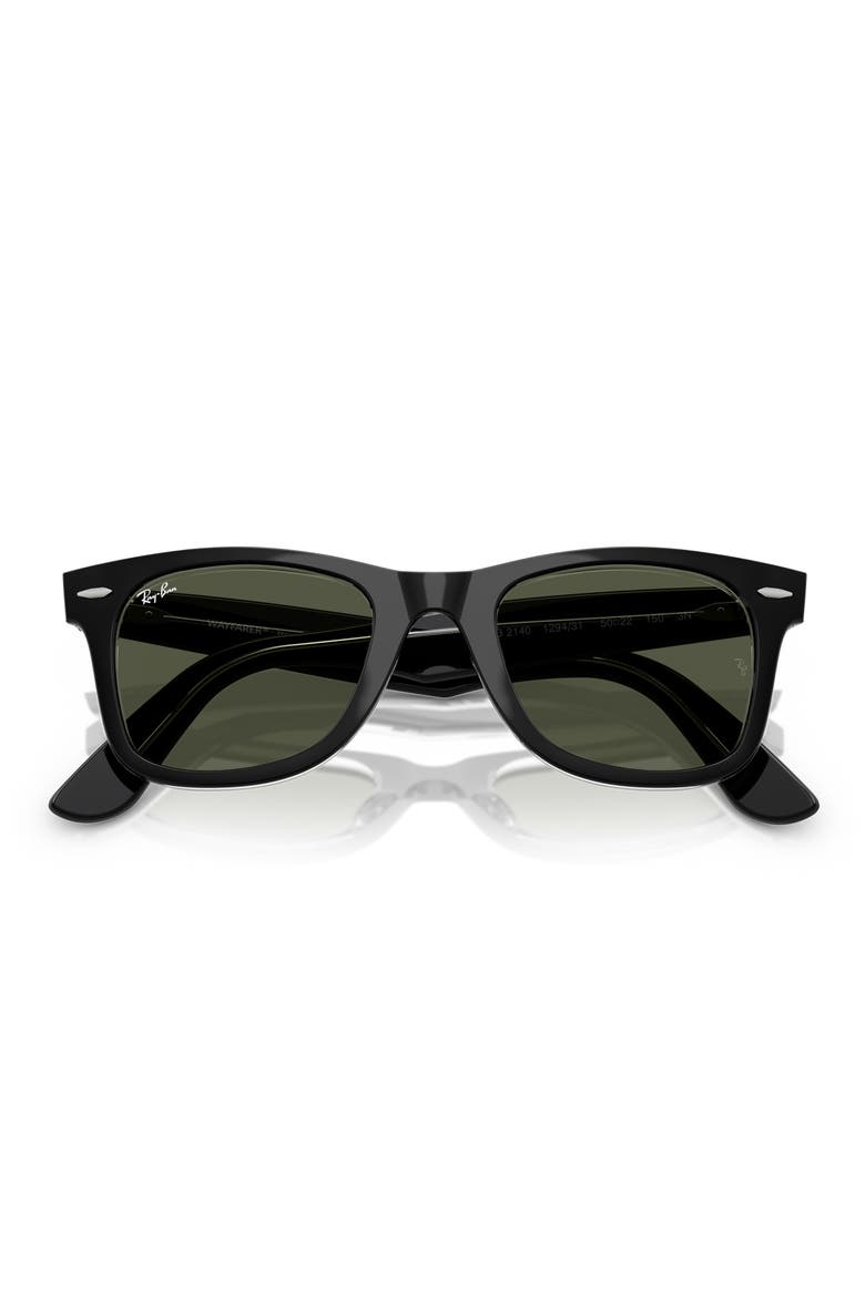 Classic Wayfarer 50mm Sunglasses, Alternate, color, BLACK ON TRANSPARENT / GREEN