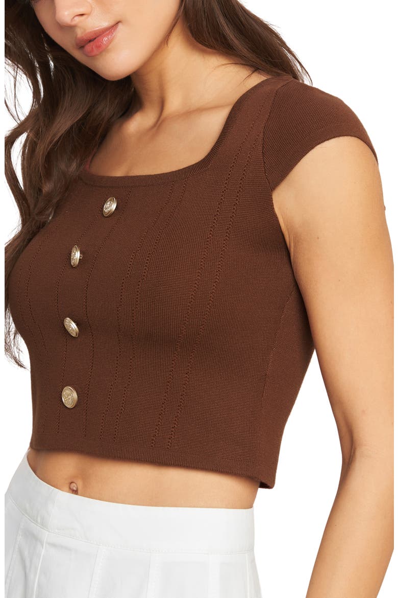 Square Neck Knit Crop Top, Alternate, color, BROWN