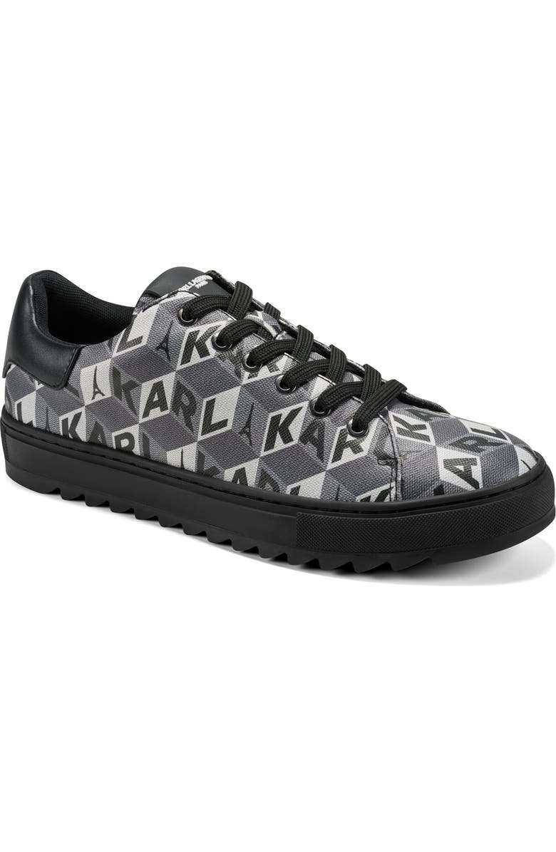 KARL LAGERFELD PARIS Allover Logo Low Profile Sneaker, Main, color, Grey