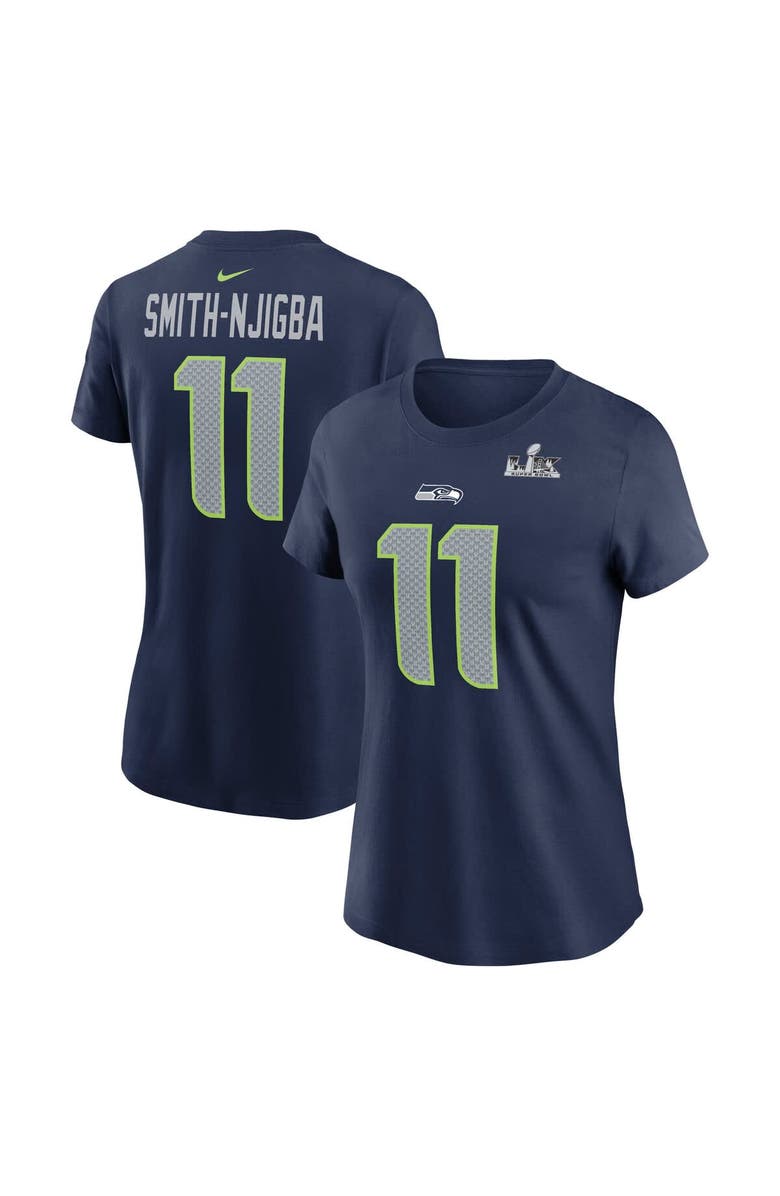 Nike Women's Nike Jaxon Smith-Njigba College Navy Seattle Seahawks Super Bowl LX Patch Name & Number T-Shirt, Main, color, College Navy
