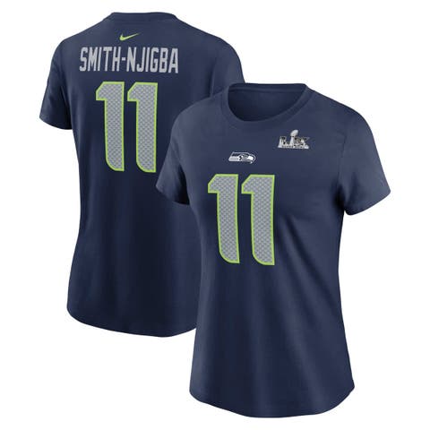 Women's Nike Jaxon Smith-Njigba College Navy Seattle Seahawks Super Bowl LX Patch Name & Number T-Shirt
