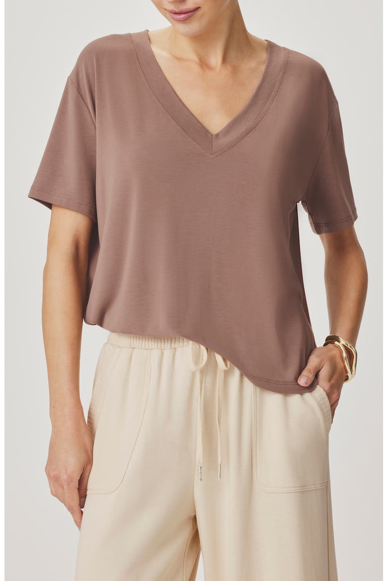 Kacey V-Neck Short Sleeve T-Shirt, Main, color, WICKER BEIGE