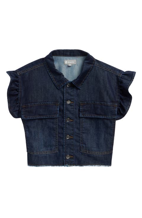 Kids' Ruffle Sleeve Denim Shirt