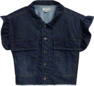Tractr Kids' Ruffle Sleeve Denim Shirt