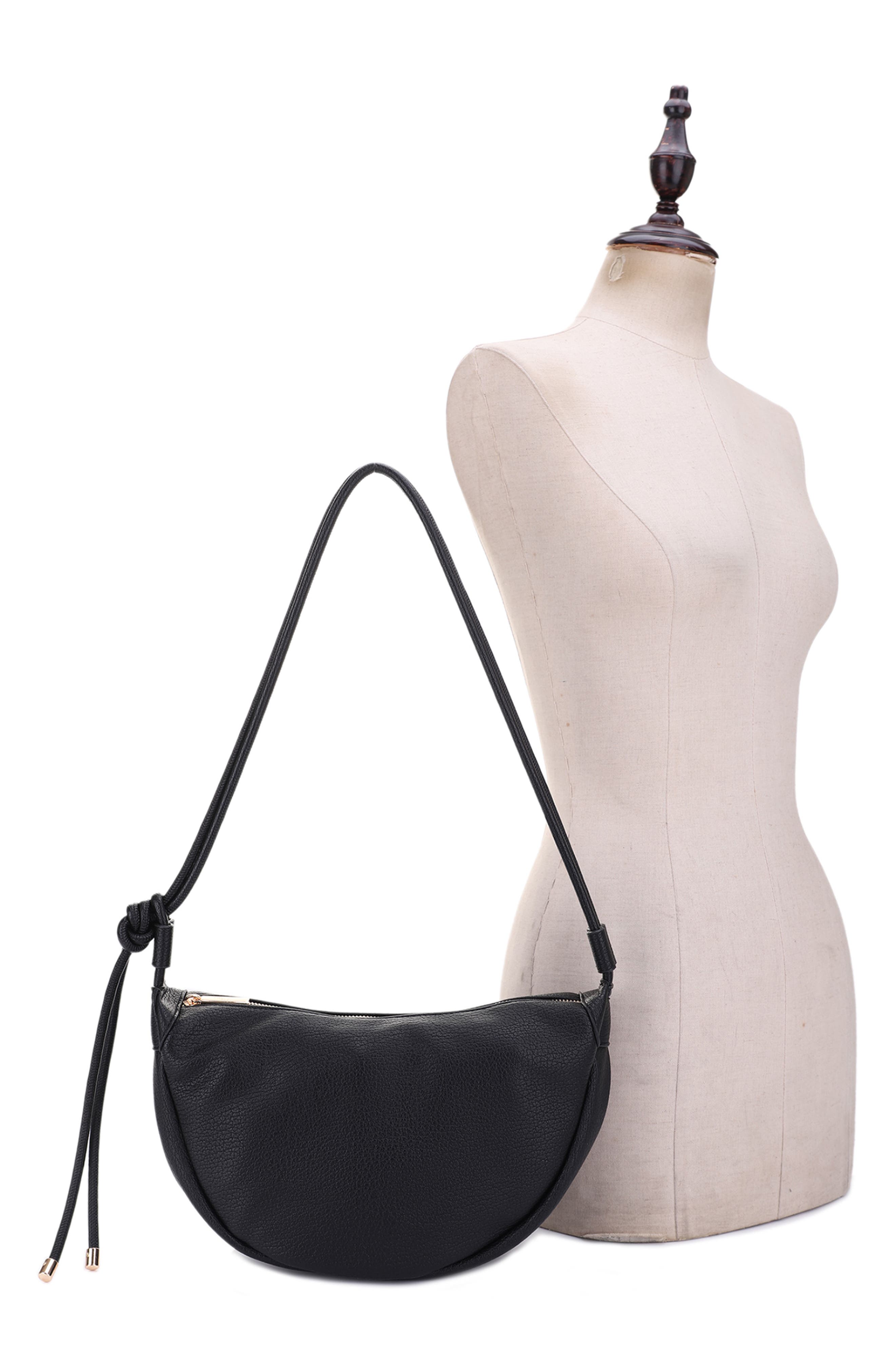 Mali + Lili Aria Recycled Vegan Leather Shoulder Bag, Alternate, color, Black