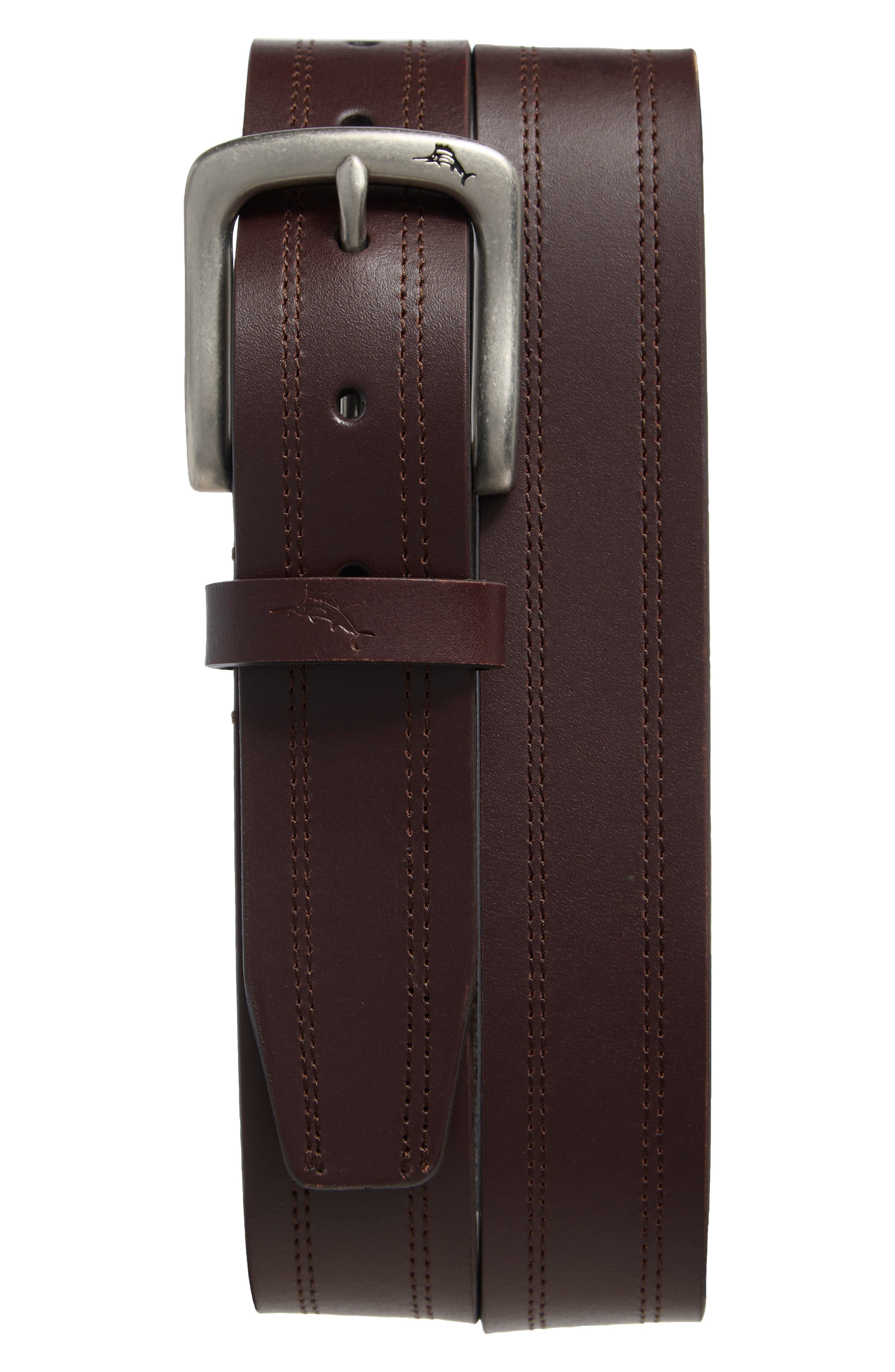 Tommy Bahama Double Stitch Leather Belt