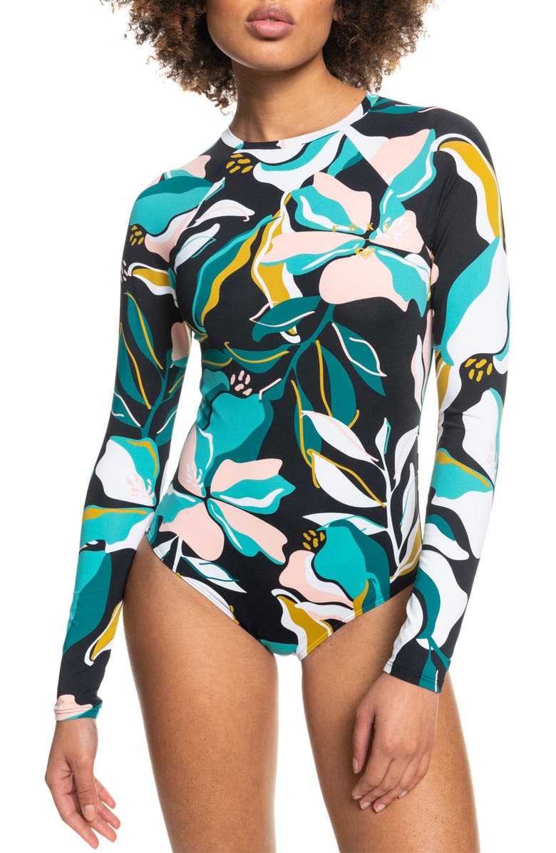 Roxy Beach Classic Rashguard One-Piece Swimsuit, Main, color,