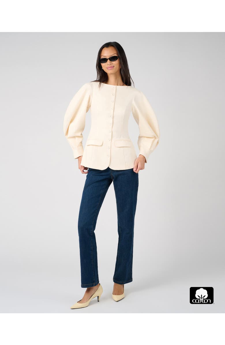WeWoreWhat Cocoon Sleeve Peplum Blazer, Alternate, color, Ivory