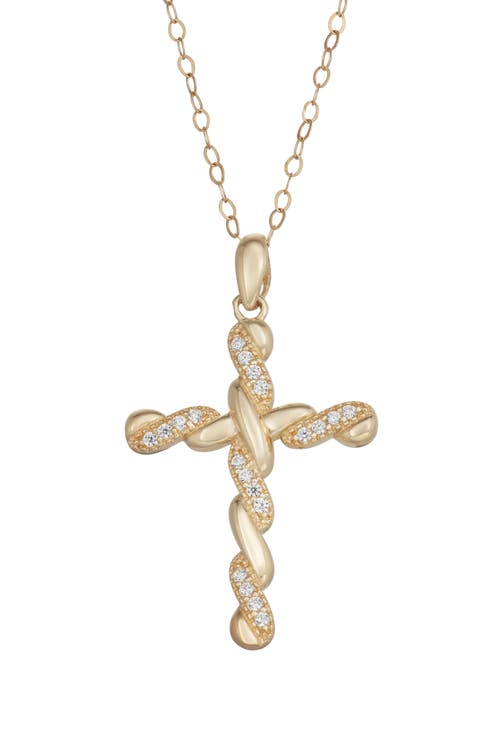 CZ Twist Cross Pendant Necklace