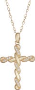 CANDELA JEWELRY CZ Twist Cross Pendant Necklace