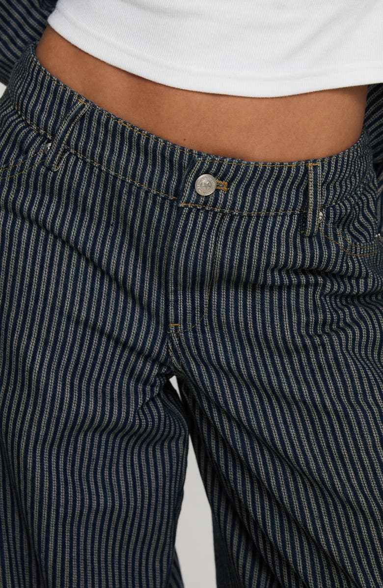 Princess Polly Actually Invested Stripe Low Rise Wide Leg Jeans, Alternate, color, Denim Stripe