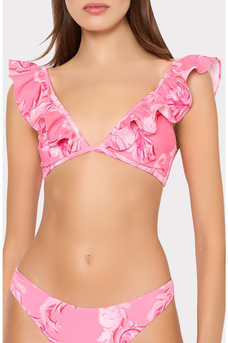 Canoppe Ruffle Bikini Top, Main, color, PINK MULTI