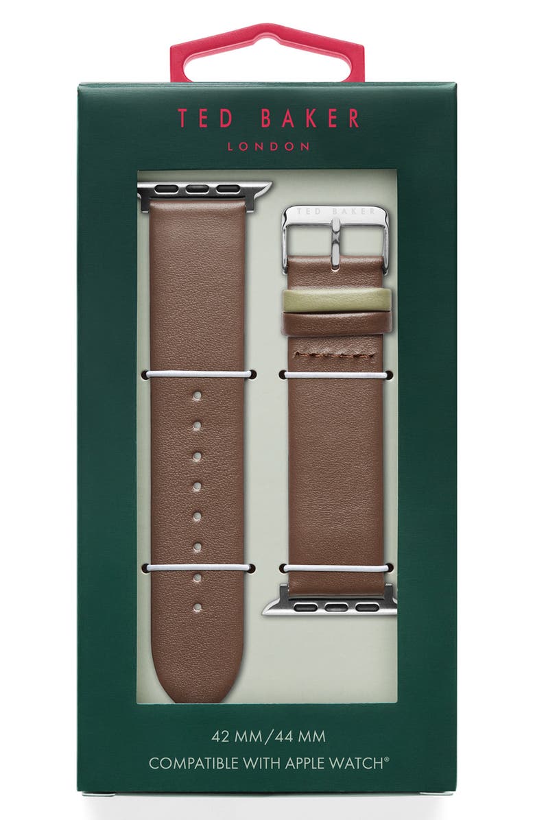 Ted Baker Colorblock Leather 22mm Apple Watch<sup>®</sup> Watchband, Alternate, color, 