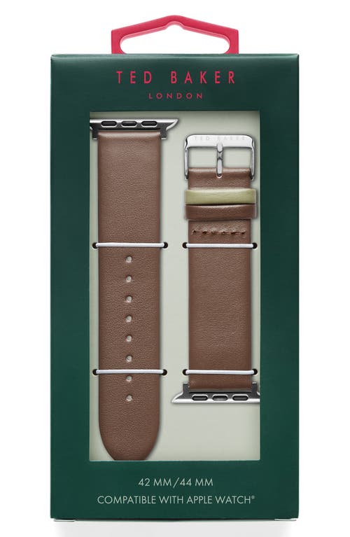 Ted Baker Colorblock Leather 22mm Apple Watch® Watchband In Brown