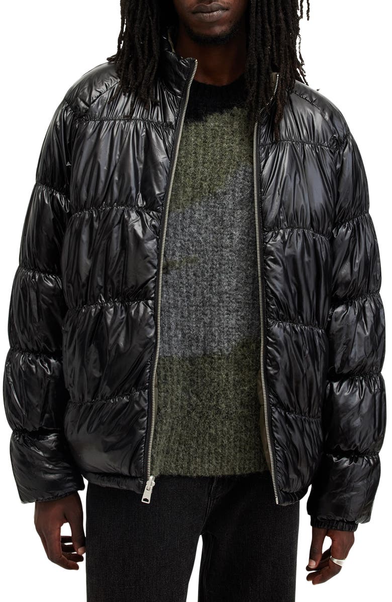 AllSaints Griffin Reversible Puffer Jacket, Alternate, color, Army Green/ Black
