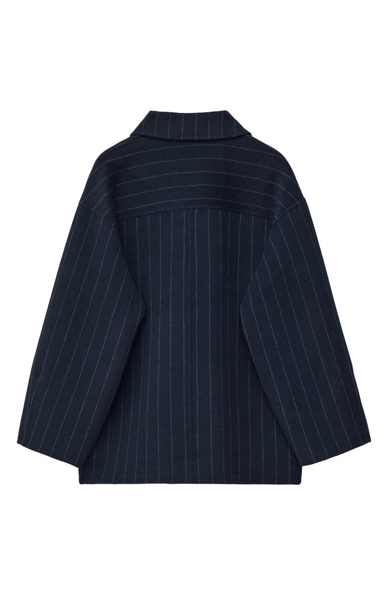 & Other Stories Chalk Stripe Wool Blend Cocoon Jacket, Alternate, color, Navy