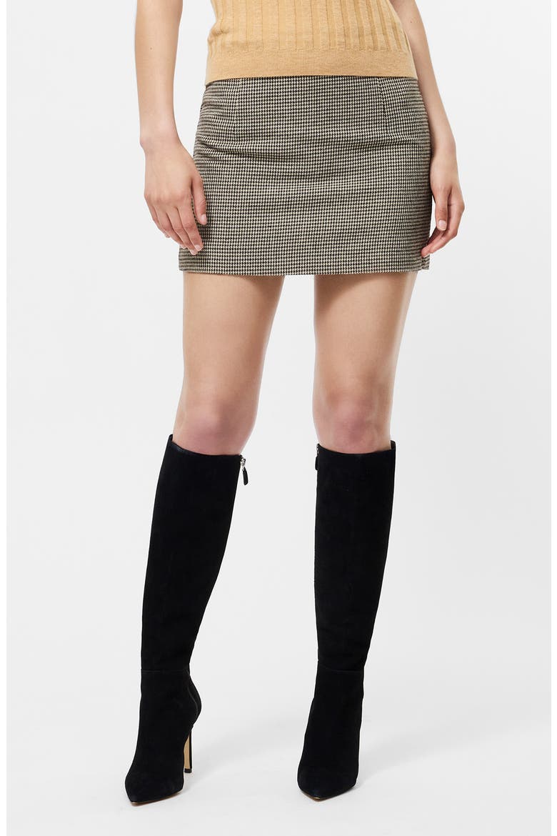Houndstooth Miniskirt, Main, color, BROWN MULTI