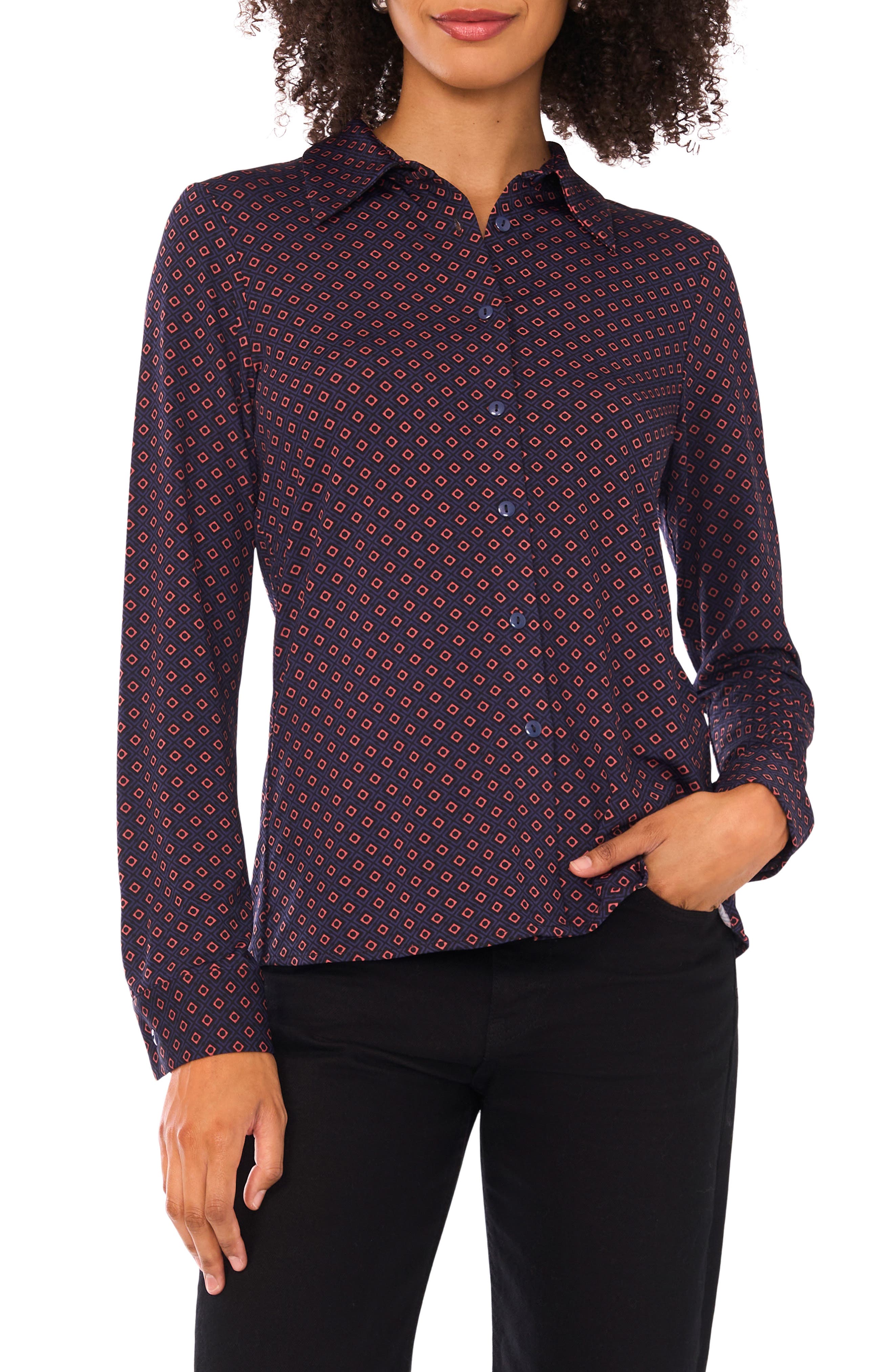 Halogen® Print Button-Up Shirt