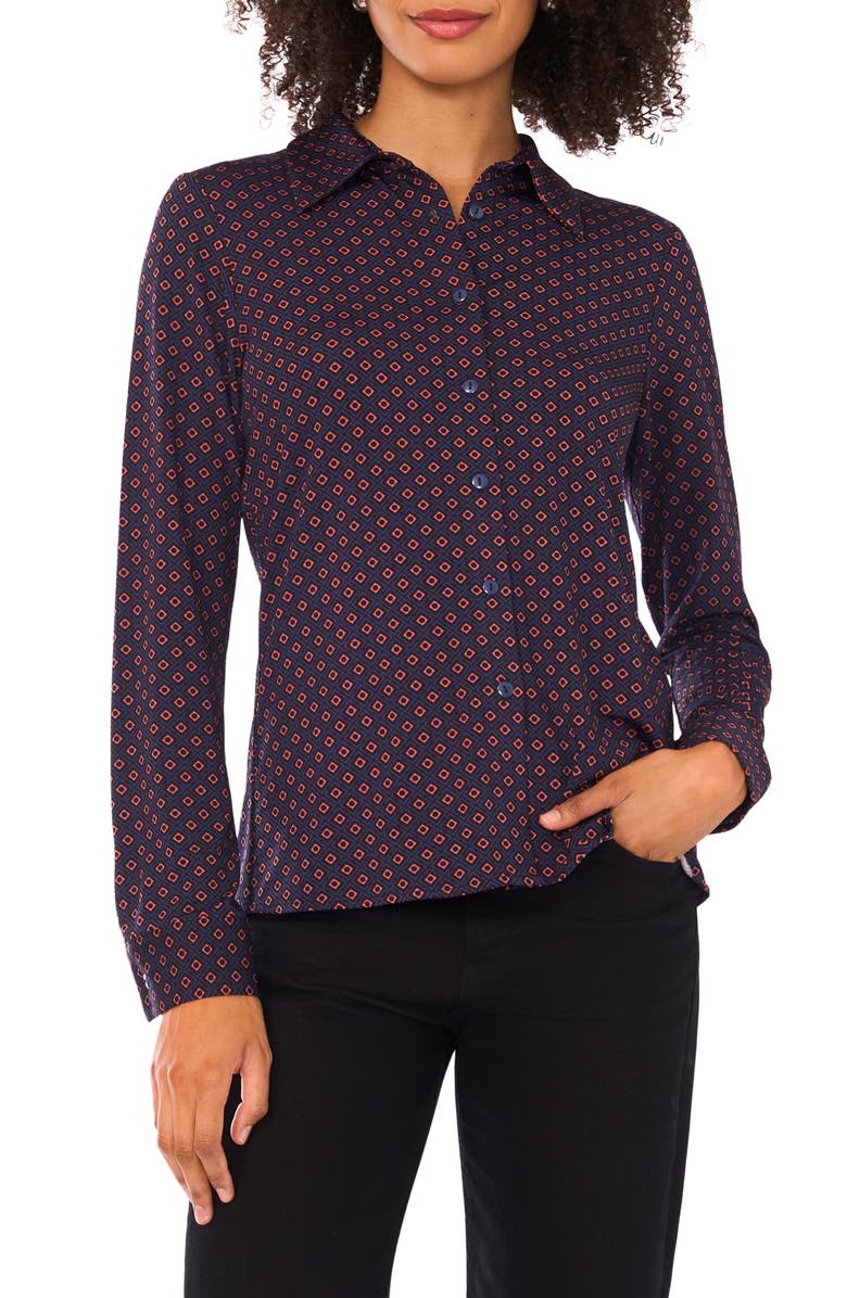 Halogen<sup>®</sup> Print Button-Up Shirt, Main, color, Mauvewood
