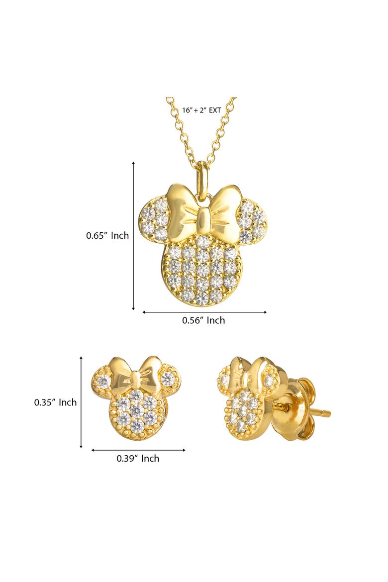 Minnie Mouse Necklace and Earrings Set, Diamonique Cubic Zirconia, Alternate, color, Metallic Gold