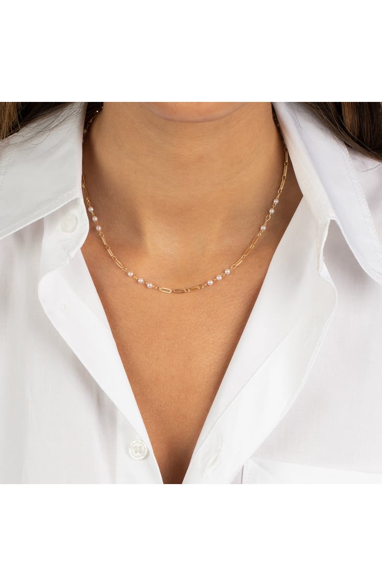 BY ADINA EDEN Pearl X Paperclip Chain Necklace, Alternate, color, 