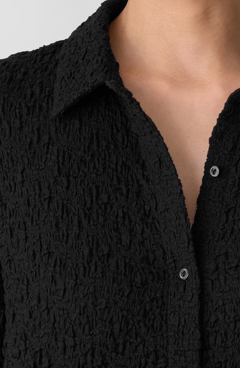 Eileen Fisher Texture Organic Cotton Blend Button-Up Shirt, Alternate, color, Black