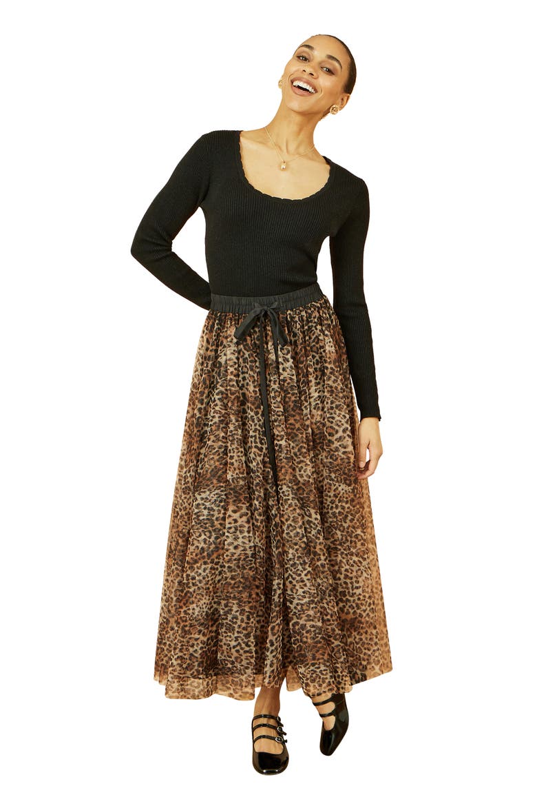 Mesh Tulle Skirt, Main, color, Brown