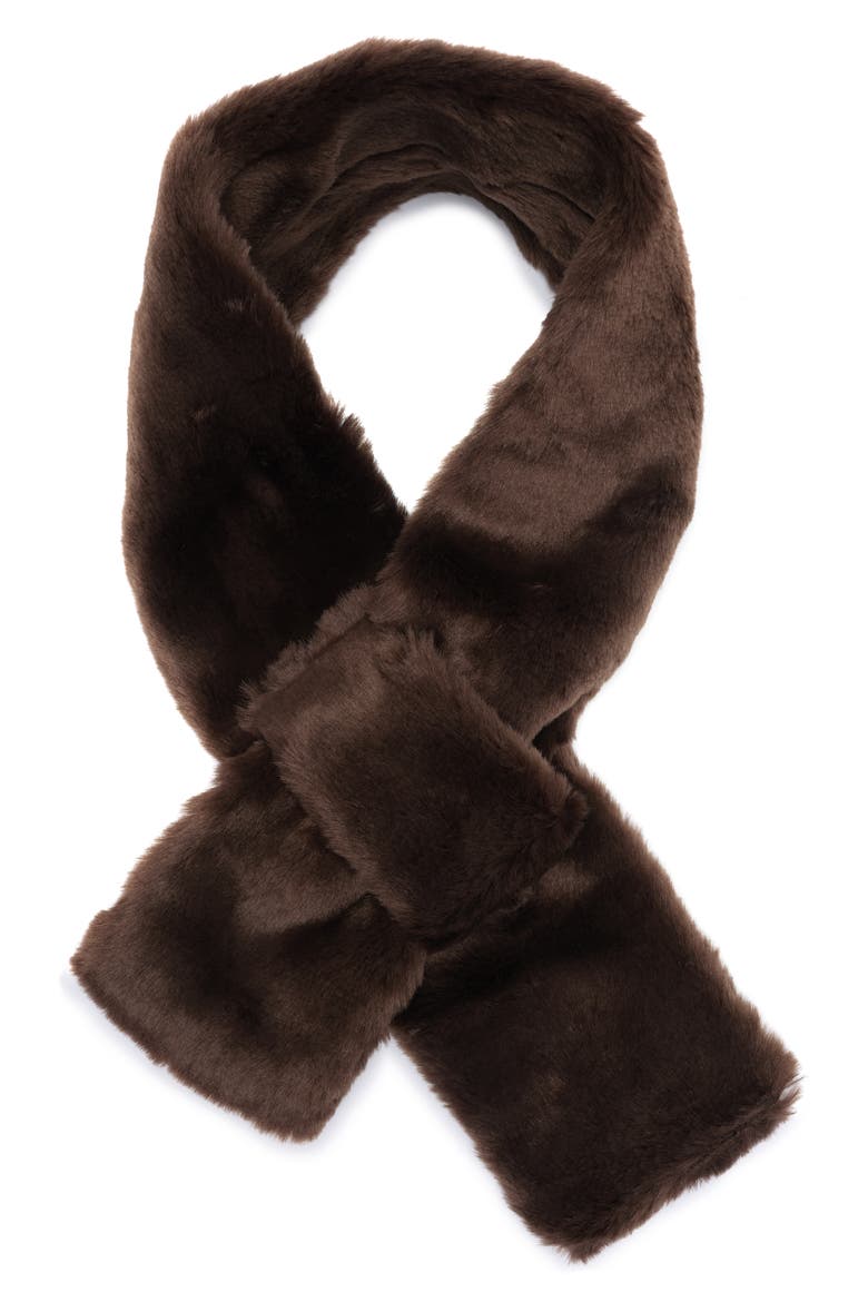 Faux Fur Scarf, Main, color, BROWN
