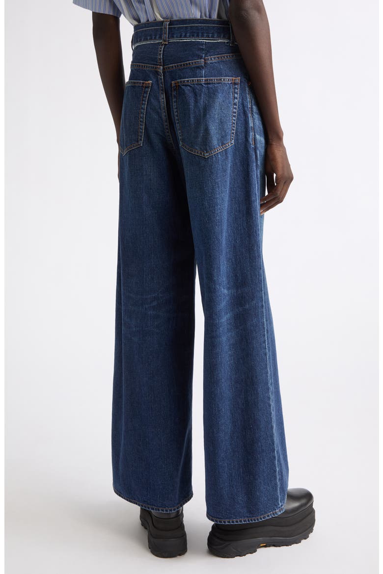 Wide Leg Self-Belt Jeans, Alternate, color, BLUE