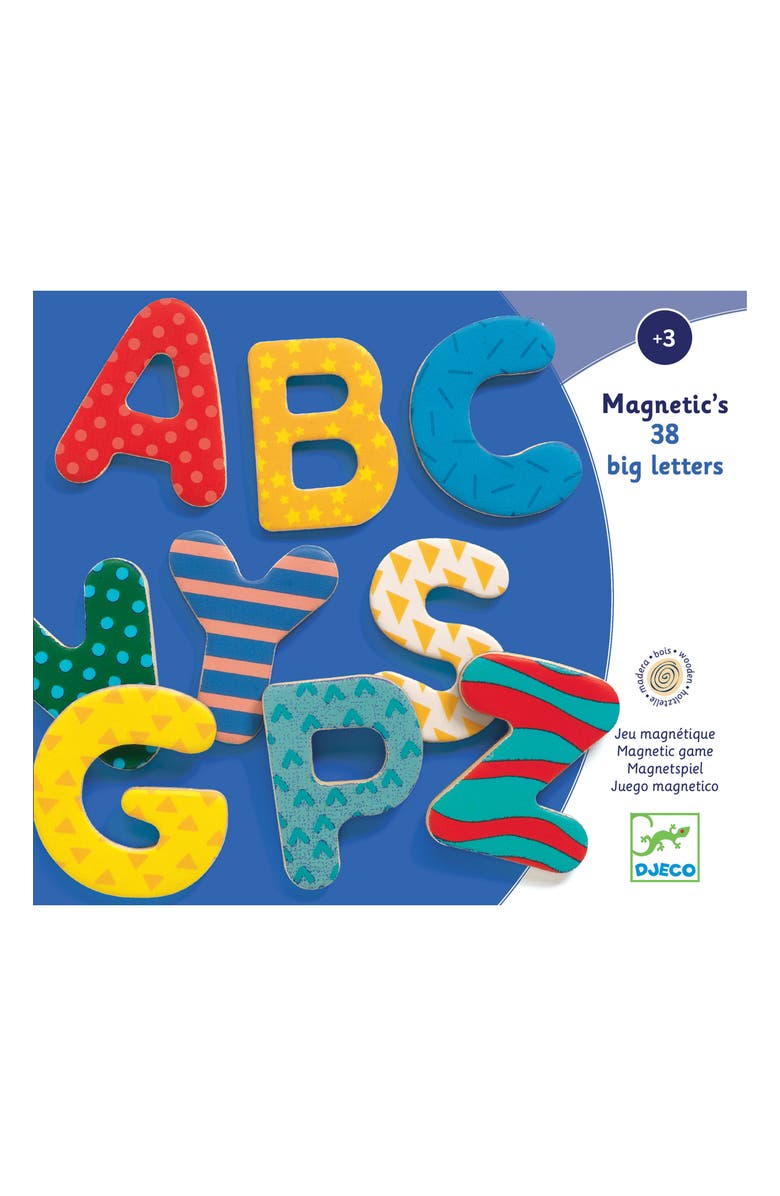 Djeco 38-Pack Big Wooden Magnetic Letters, Main, color, Multi